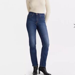 Levi's 724 Dark Blue High-Rise Straight Leg Jeans